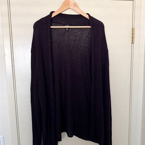 100% Silk Black Open Front Cardigan